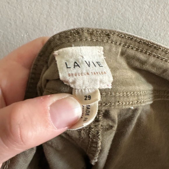 La Vie Rebecca Taylor Stretch Brushed Twill Army Green Relaxed Jogger size 29 - Picture 7 of 9